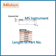 Load image into Gallery viewer, Extension Rods for Mitutoyo Imperial Dial Indicators
