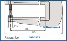 Load image into Gallery viewer, Mitutoyo 547-520s Digital Deep Throat Flat Anvil Thickness Gauge