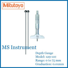 Load image into Gallery viewer, Mitutoyo 129-110 Depth Micrometer 75mm x 0.01mm