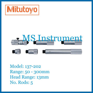 Mitutoyo 137-202 Metric 50-300mm 0.01mm Tubular Inside Micrometer