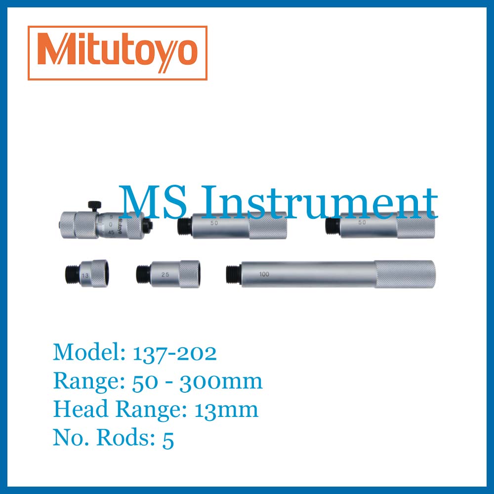 Mitutoyo 137-202 Metric 50-300mm 0.01mm Tubular Inside Micrometer